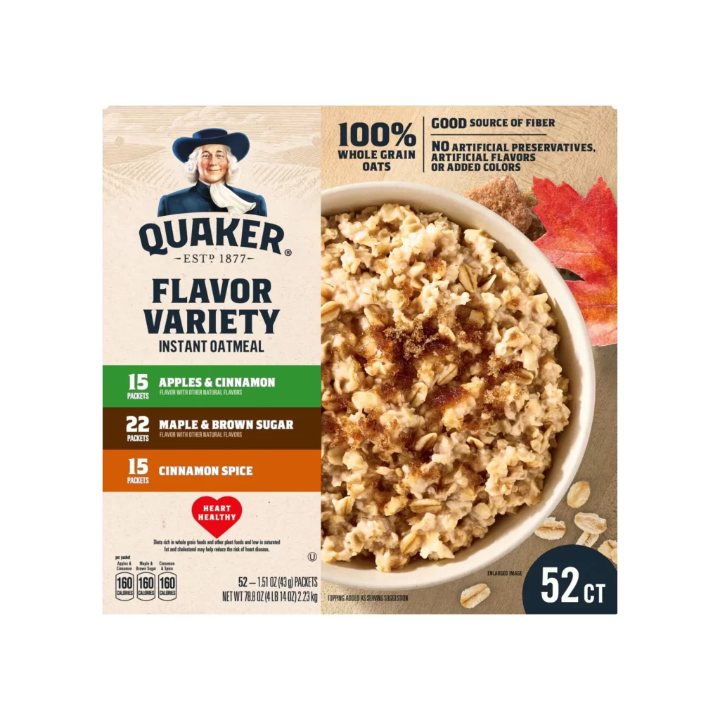 Quaker Flavor Variety Instant Oatmeal 15 Packets Advertisement