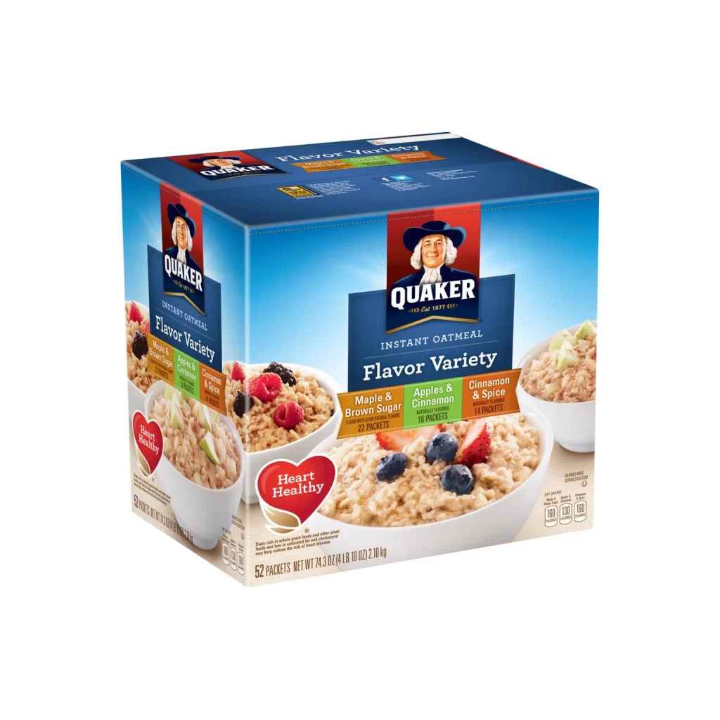 Quaker Instant Oatmeal Flavor Variety 22 Packets Box Packaging