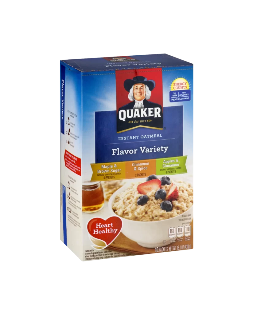 Quaker Instant Oatmeal Flavor Variety 4 Packets Box Packaging