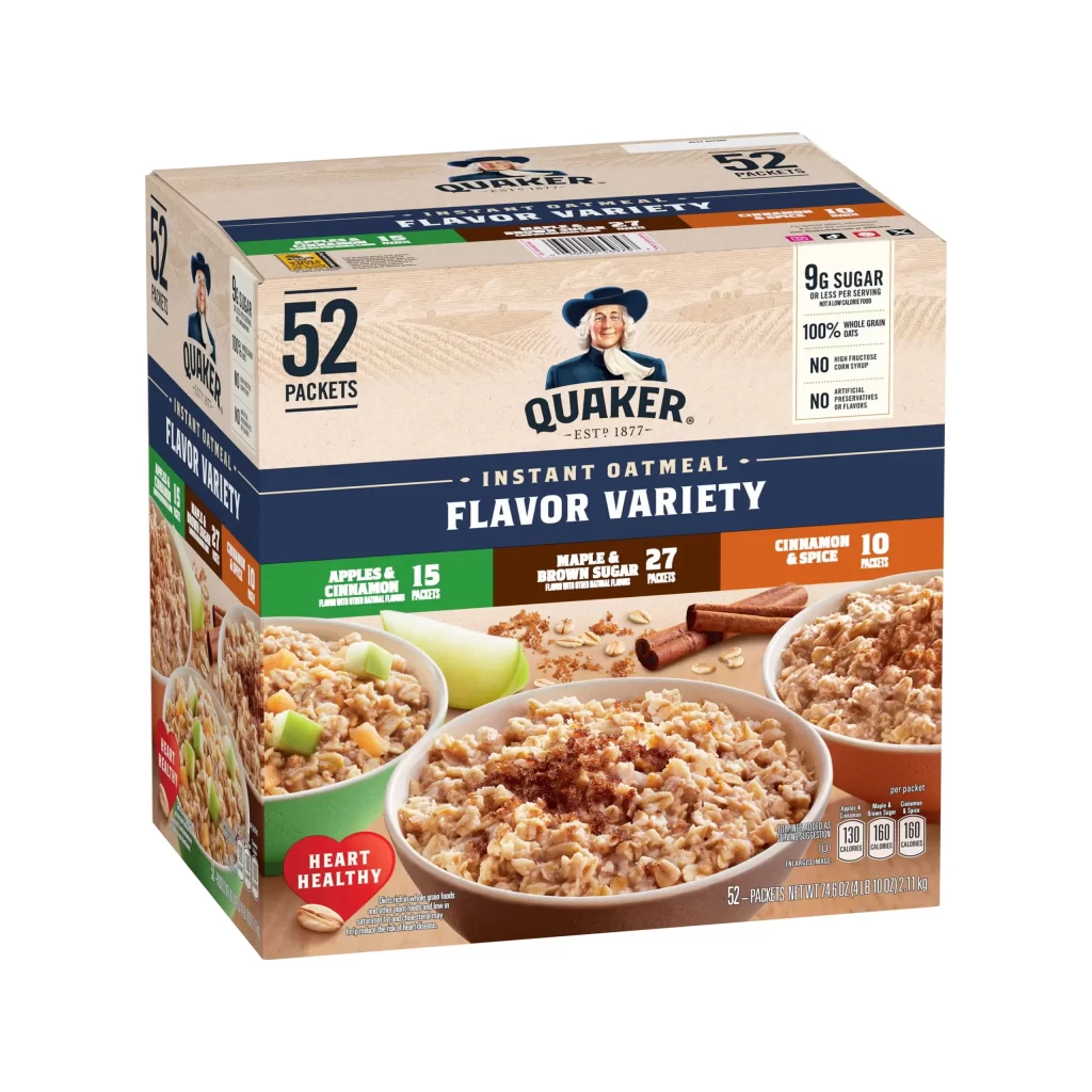 Quaker Instant Oatmeal Flavor Variety 52 Packets Advertisement