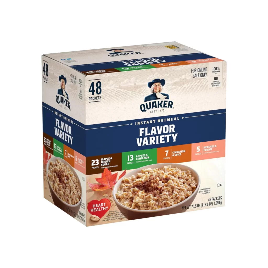 Quaker Instant Oatmeal Flavor Variety Box Packaging
