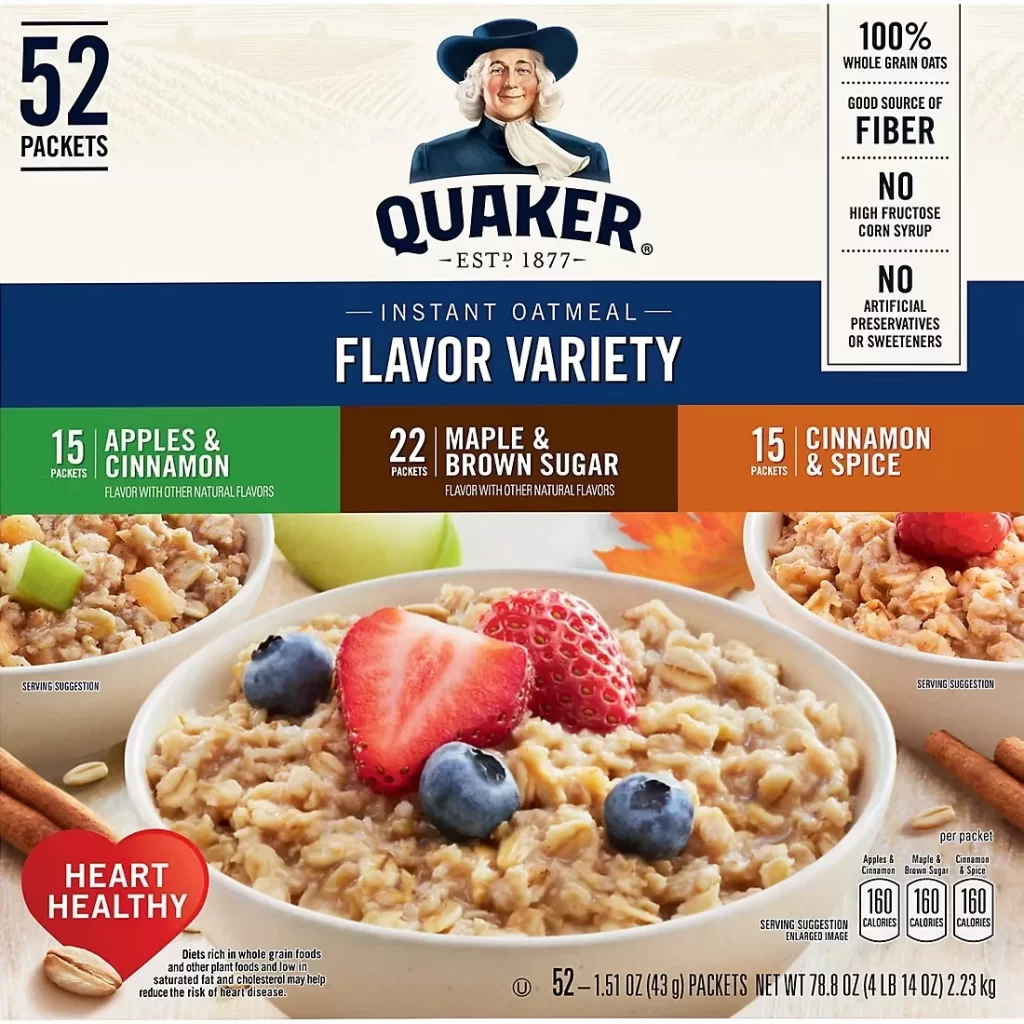 Quaker Instant Oatmeal Flavor Variety Pack Box Advertisement