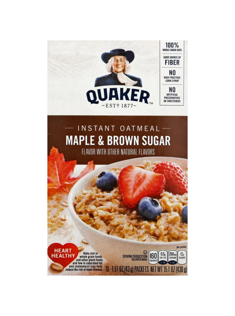 Quaker Instant Oatmeal Maple Brown Sugar Box Packaging