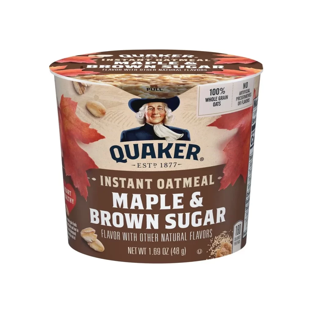Quaker Instant Oatmeal Maple Brown Sugar Cup Packaging