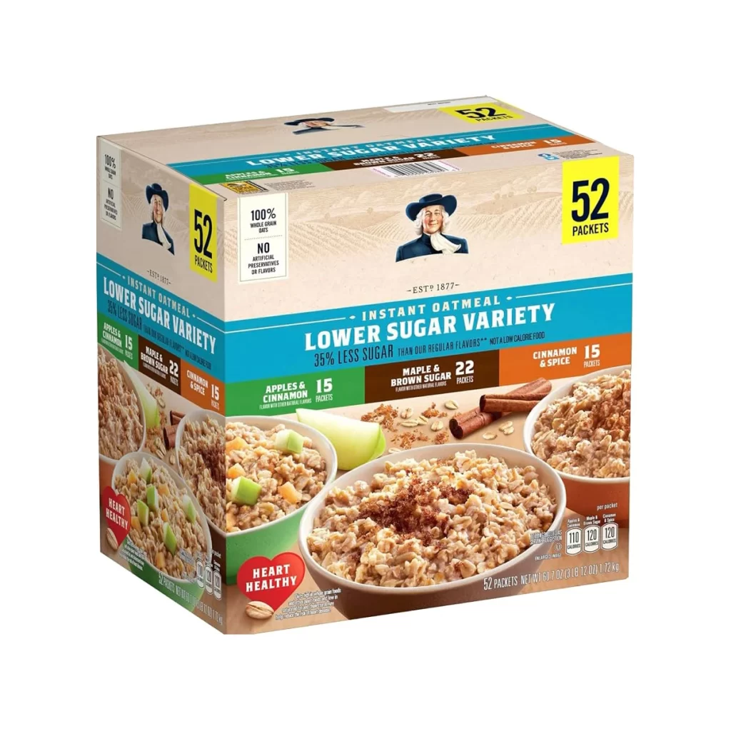 Quaker Lower Sugar Instant Oatmeal Variety Advertisement