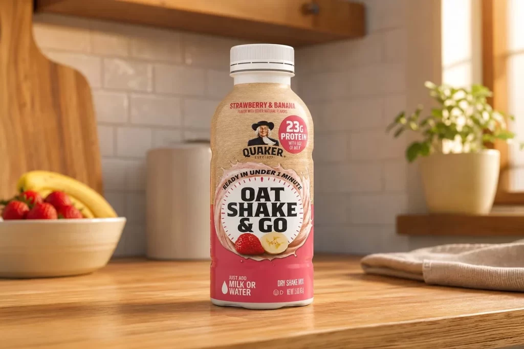 Quaker Oat Shake Go Strawberry Banana Bottle Packaging