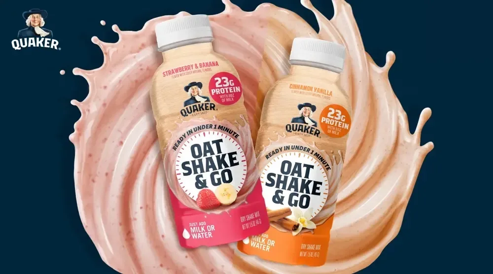 Quaker Oat Shake Go Strawberry Banana Bottles Advertisement