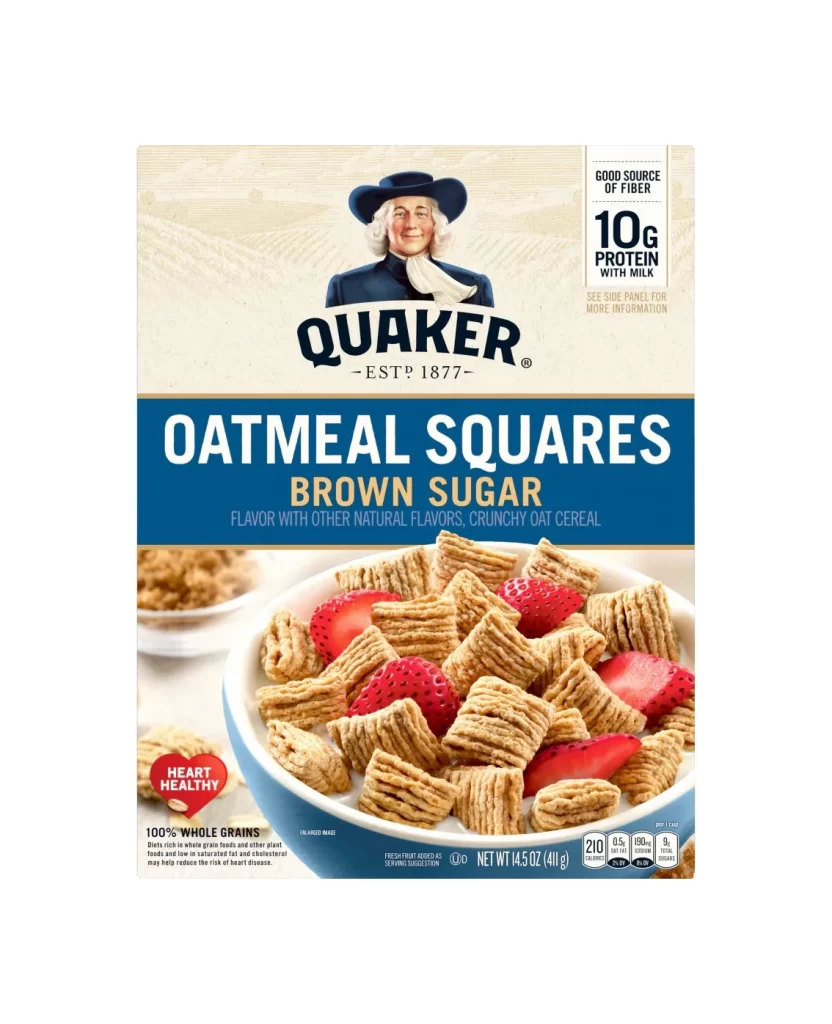 Quaker Oatmeal Squares Brown Sugar Cereal Box Packaging