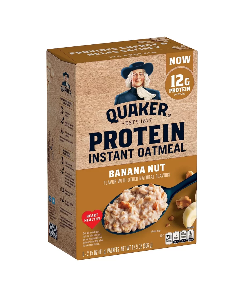 Quaker Protein Instant Oatmeal Banana Nut Box Packaging