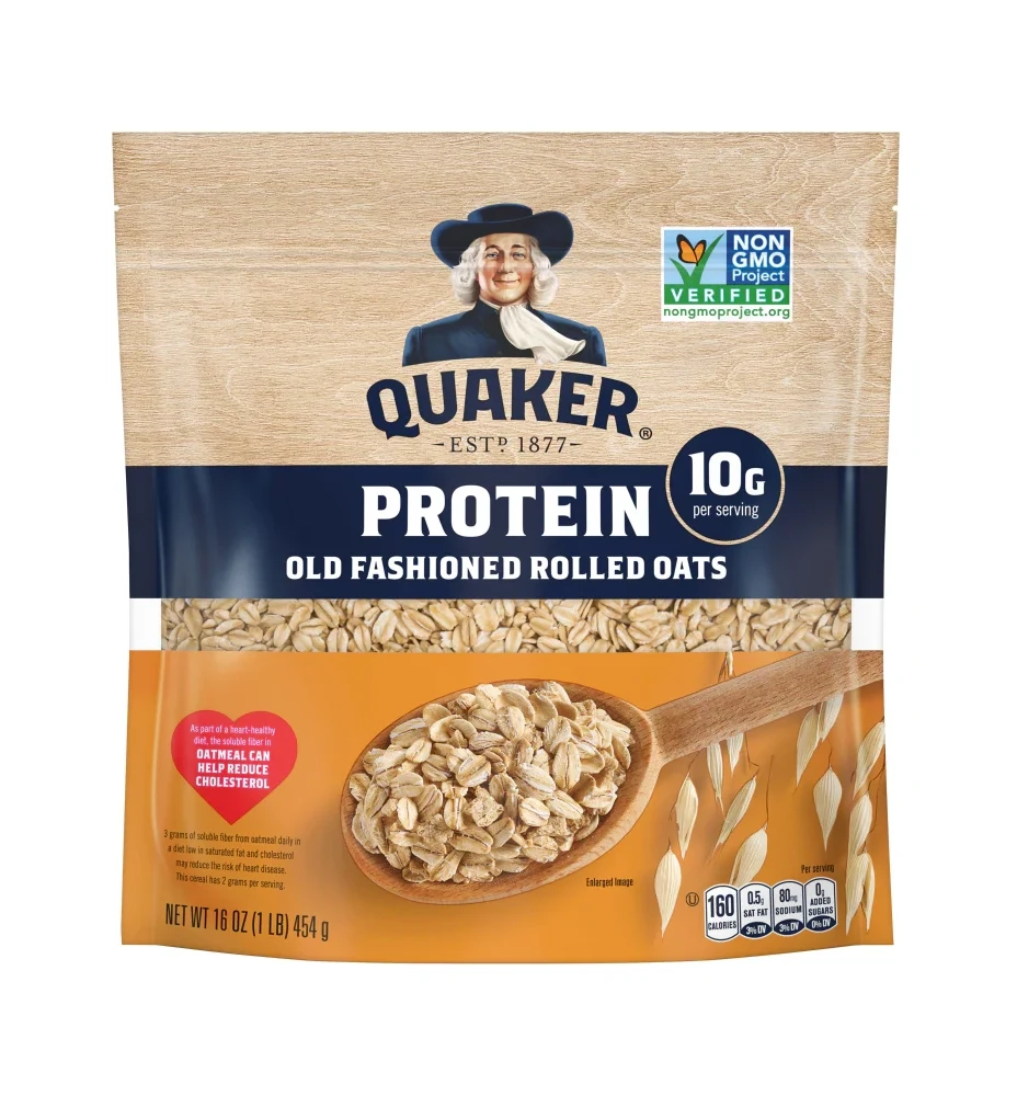 Quaker Protein Old Fashioned Rolled Oats Bag Packaging