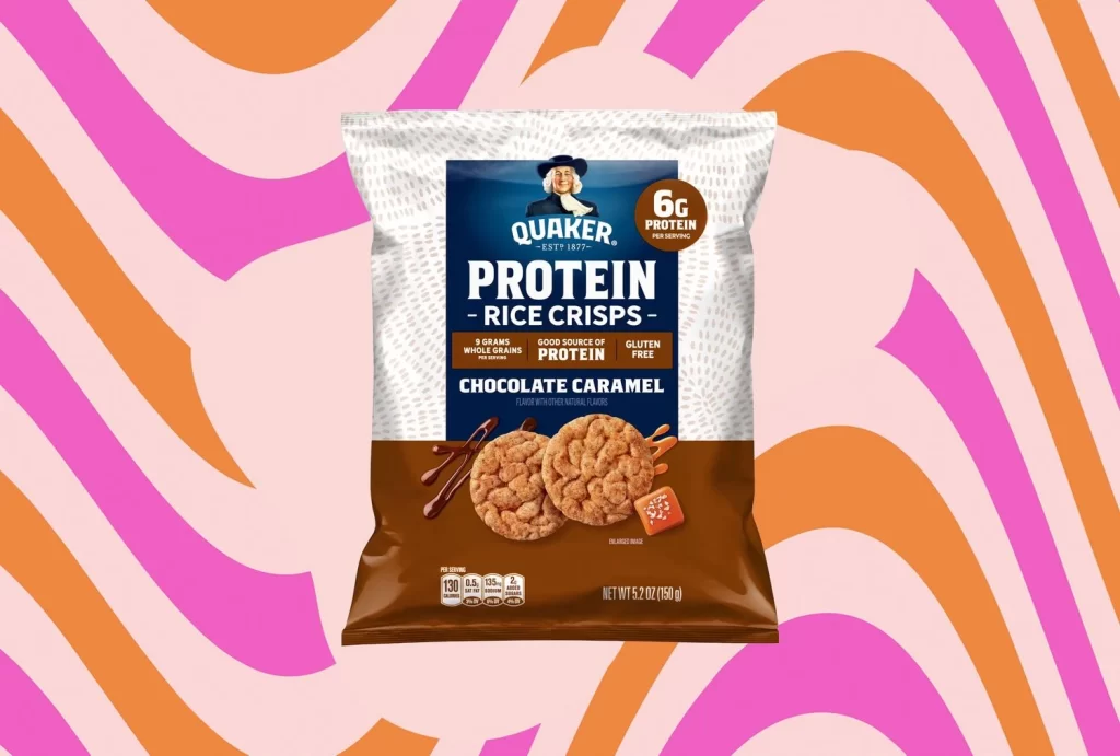 Quaker Protein Rice Crisps Chocolate Caramel Bag Packaging