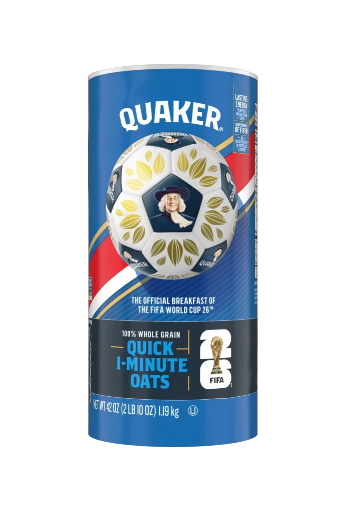 Quaker Quick 1 Minute Oats Soccer Canister Packaging