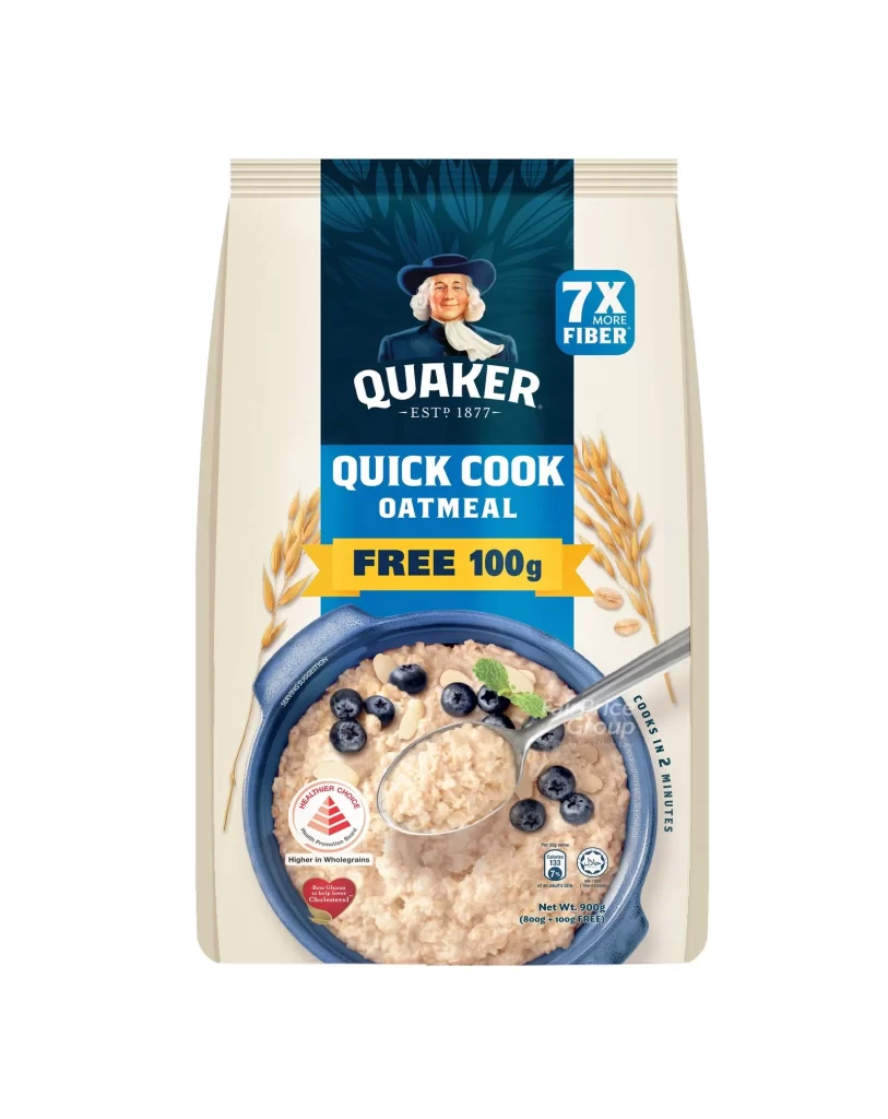 Quaker Quick Oatmeal 7X More Fiber Bonus Bag Packaging