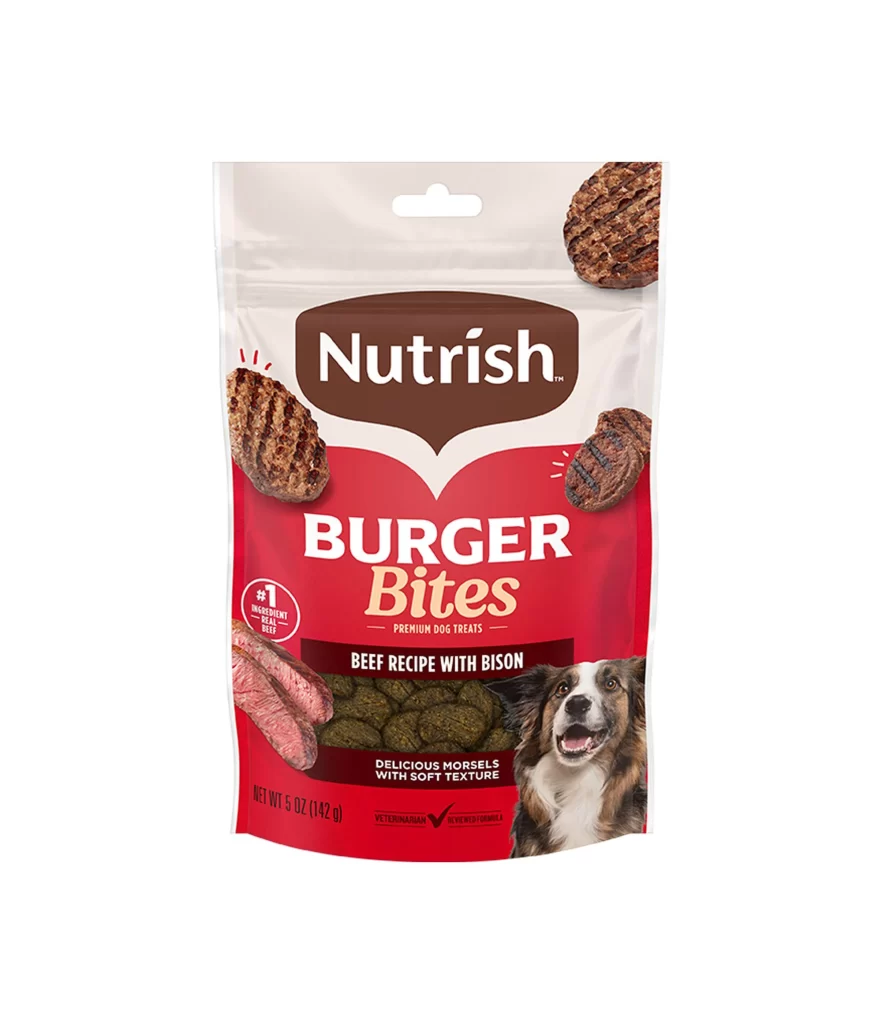 Rachael Ray Nutrish Burger Bites Dog Treats Bag Packaging