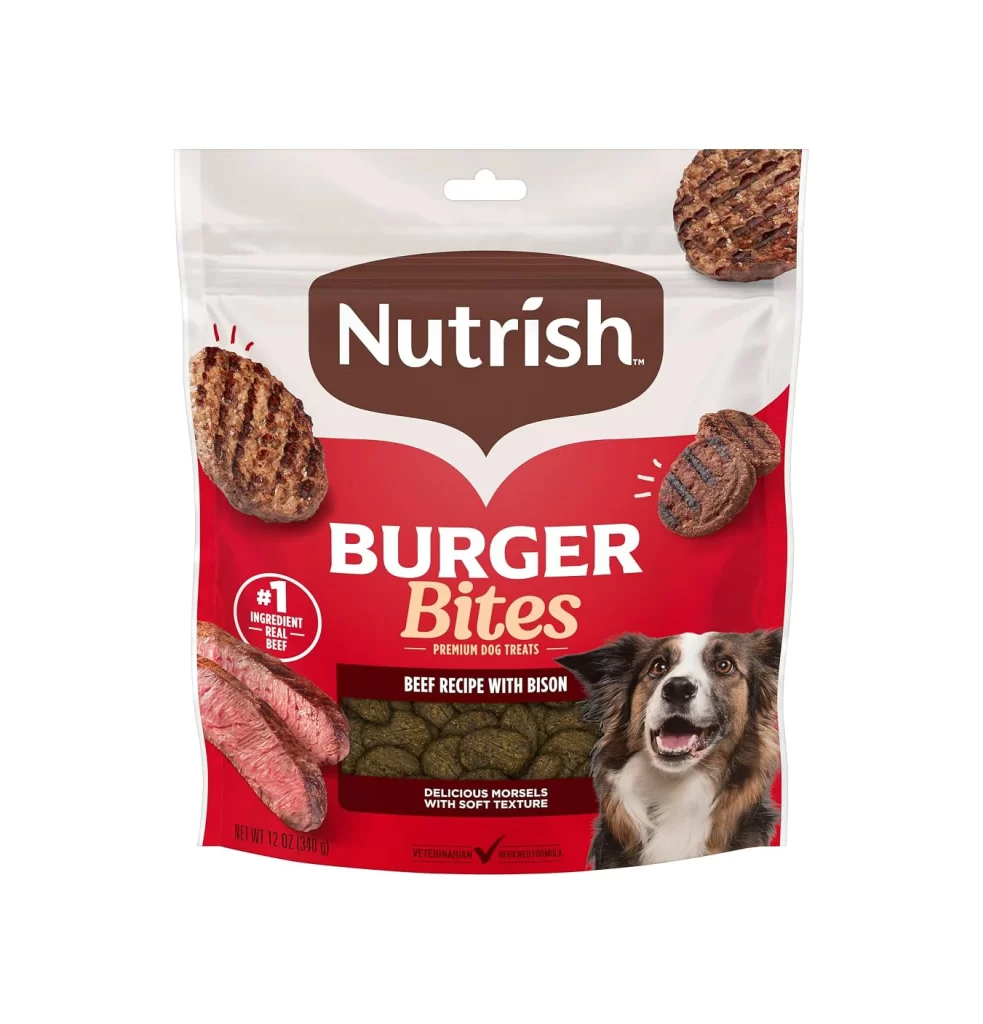 Rachael Ray Nutrish Burger Bites Dog Treats Bag Packaging