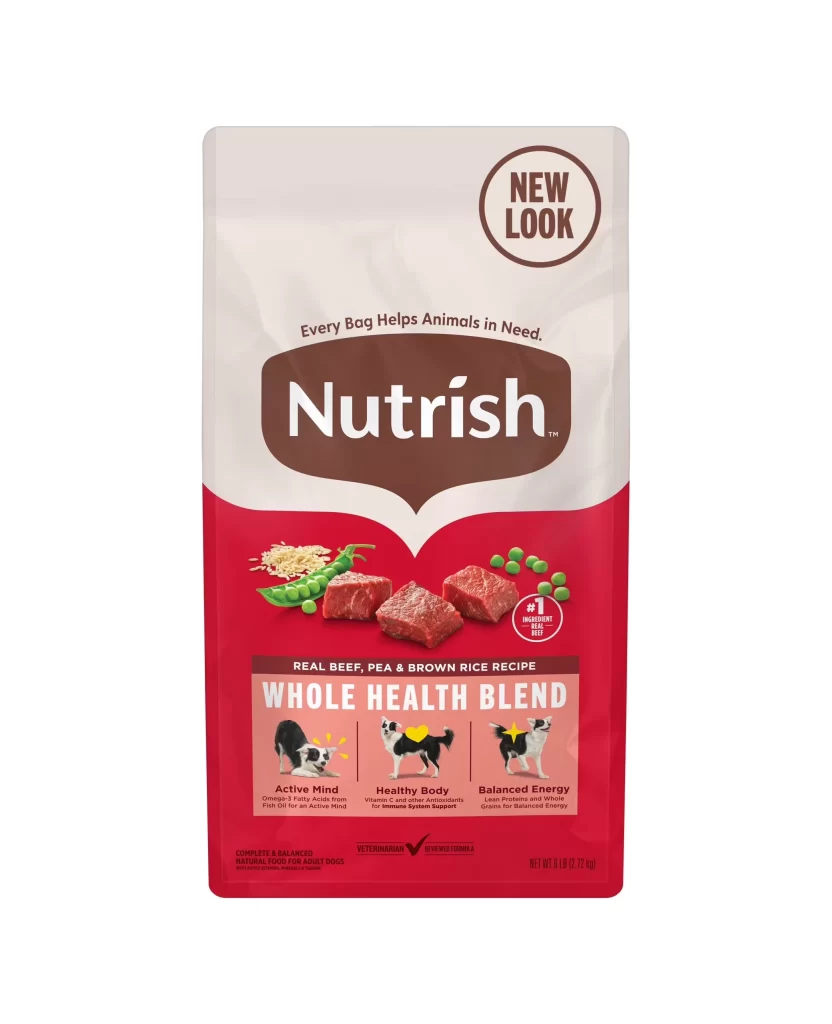 Rachael Ray Nutrish Real Beef Pea Brown Rice Recipe Dog Food Bag Packaging
