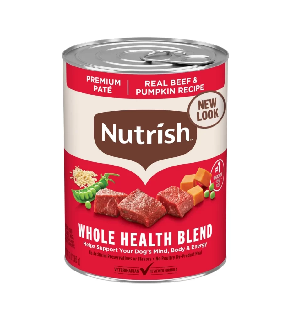 Rachael Ray Nutrish Real Beef Pumpkin Recipe Dog Food Can Packaging