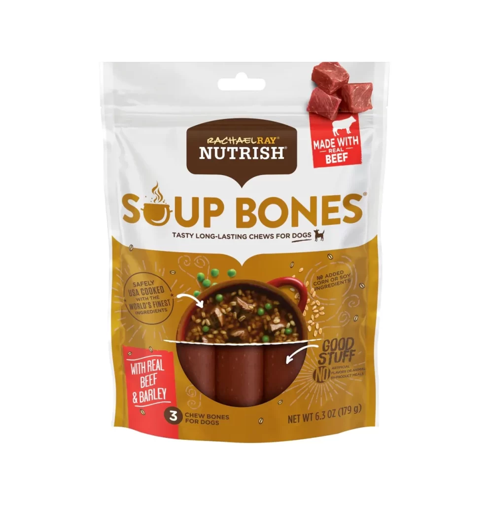 Rachael Ray Nutrish Soup Bones Beef Barley Dog Chews Pouch Packaging
