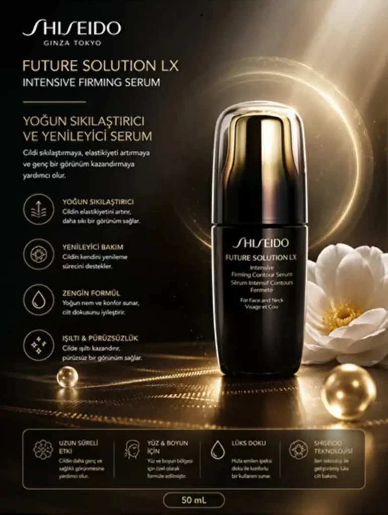 Shiseido Future Solution LX Intensive Firming Serum Bottle Advertisement