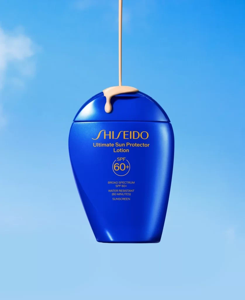 Shiseido Ultimate Sun Protector Lotion Bottle Advertisement