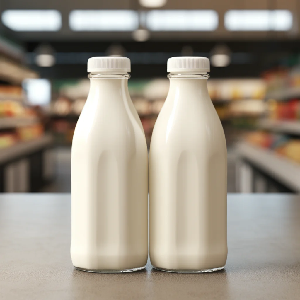 Two Glass Milk Bottles Grocery Store Mockup