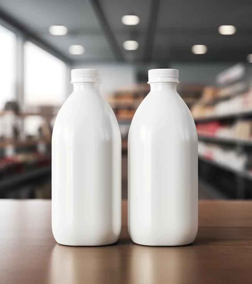Two White Bottles Supermarket Shelf Mockup