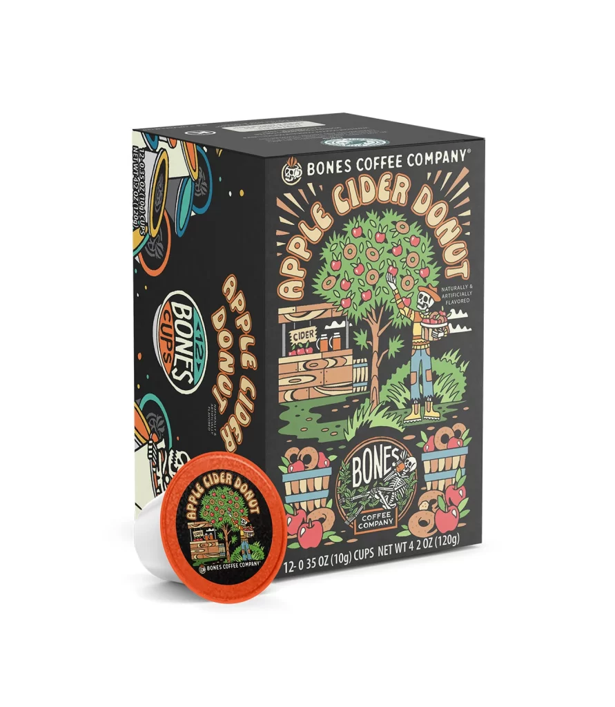 Bones Coffee Apple Cider Donut Single Serve Cups Packaging