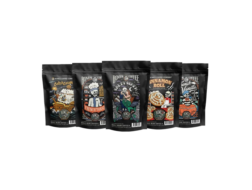 Bones Coffee Classic Comforts 4 oz Whole Bean Sampler Packaging