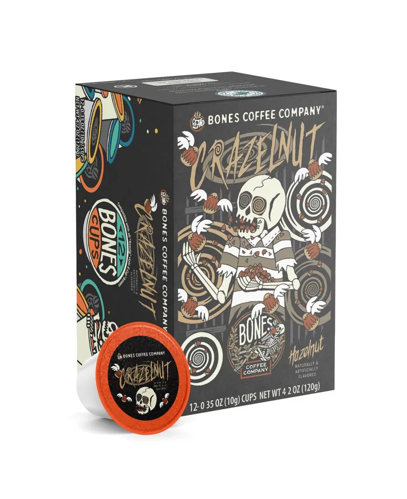 Bones Coffee Crazelnut Single Serve Cups Packaging