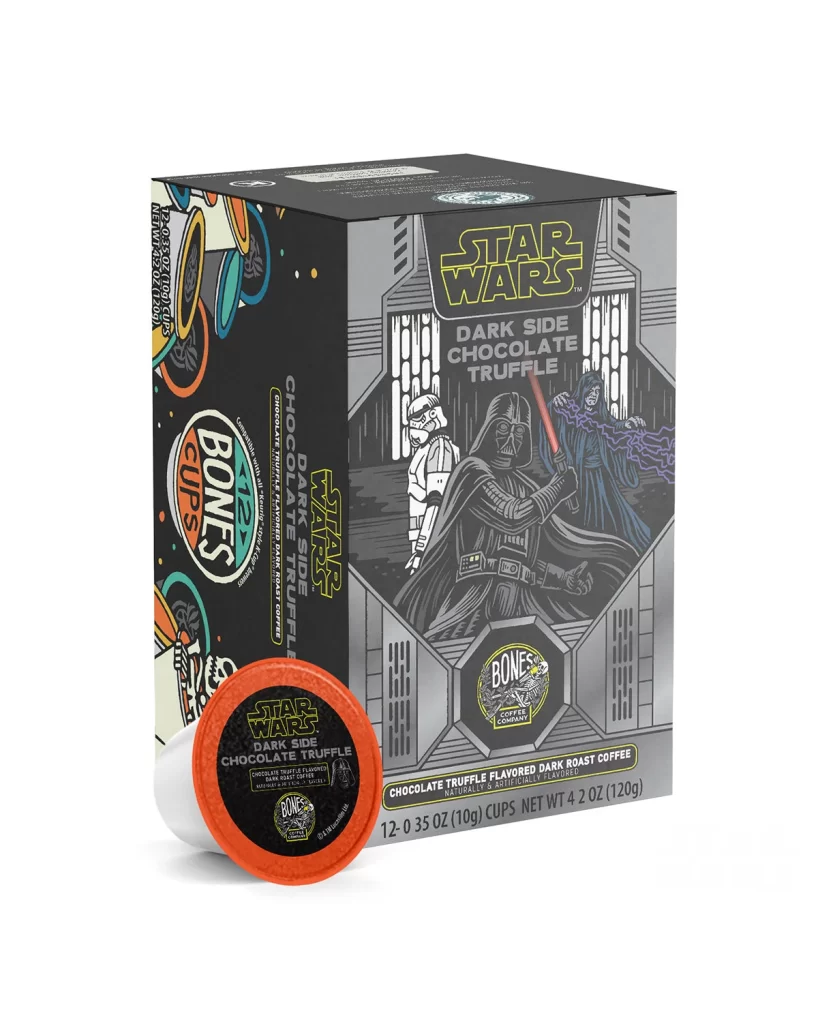 Bones Coffee Dark Side Chocolate Truffle Single Serve Cups Packaging