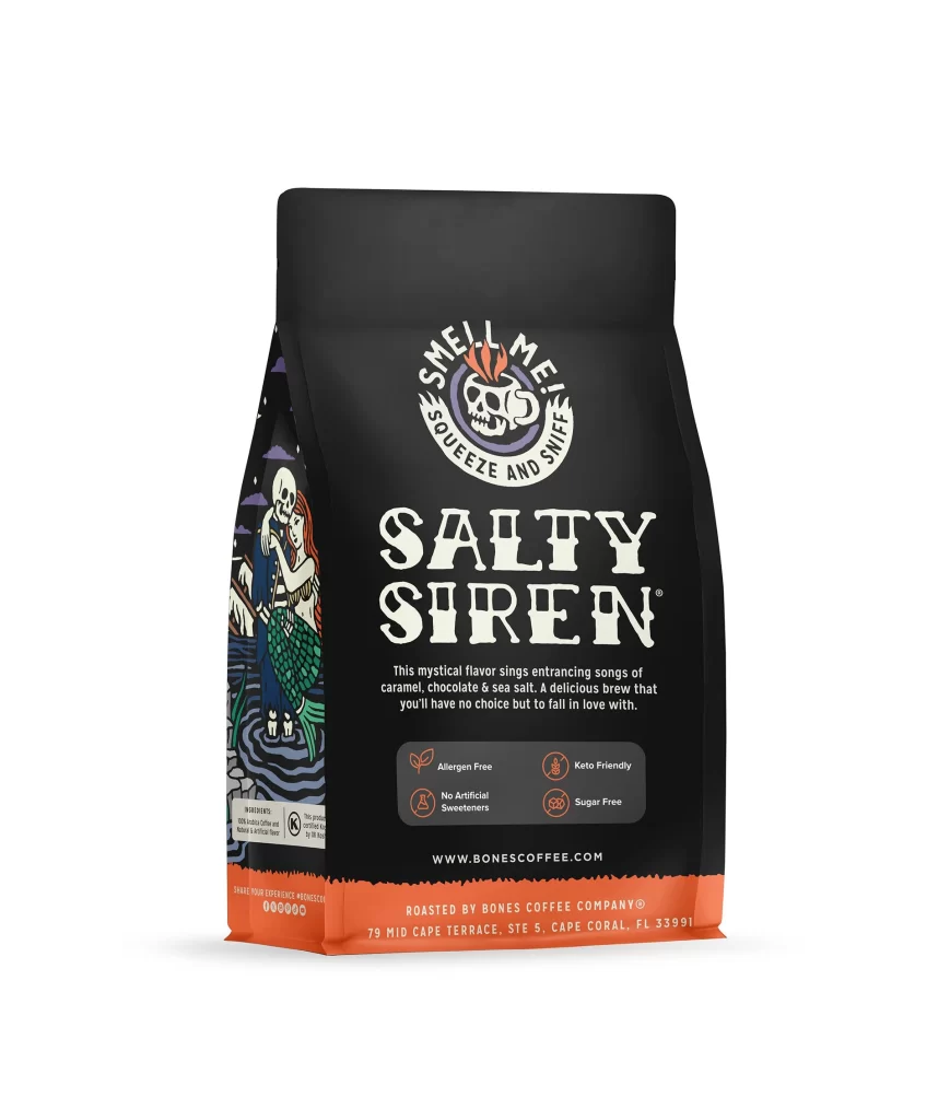 Bones Coffee Salty Siren Coffee Bag Back Packaging 2