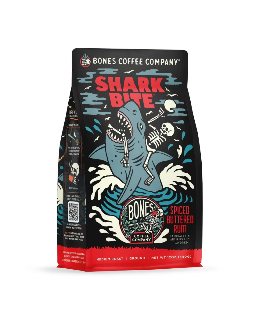 Bones Coffee Shark Bite Coffee Bag Front Packaging
