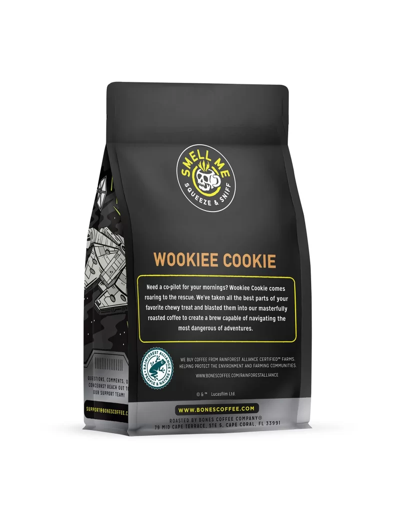 Bones Coffee Wookiee Cookie Coffee Bag Back Packaging