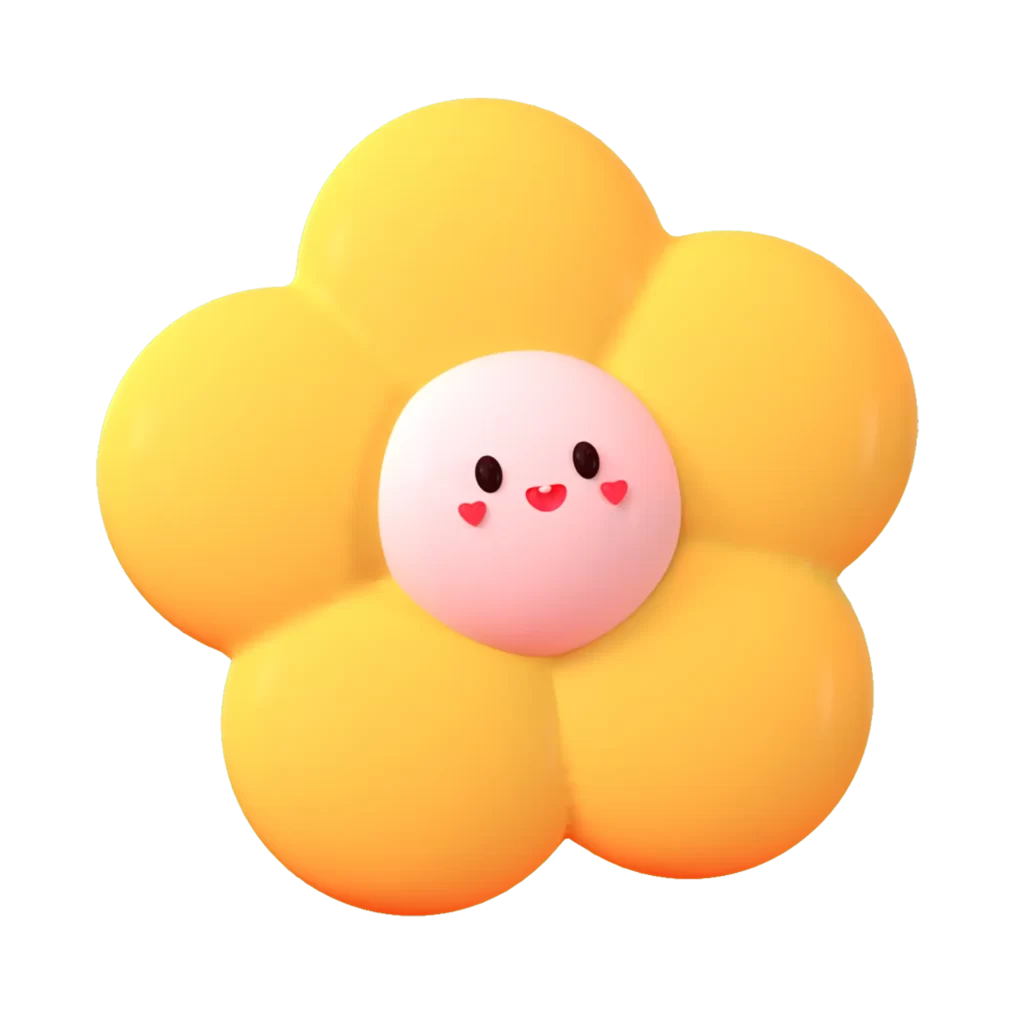 3D Flower Smiley Emoji