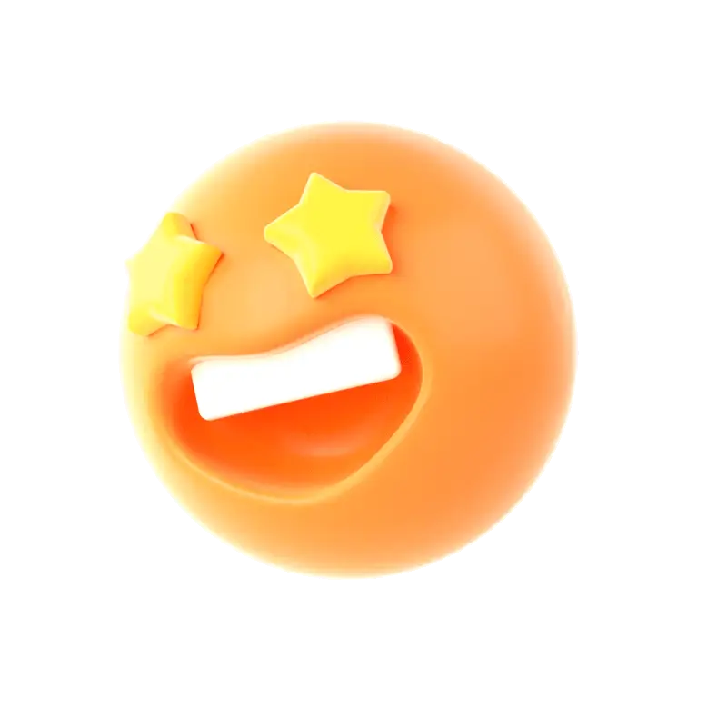 3D Orange Smiley Emoji Star Eyes