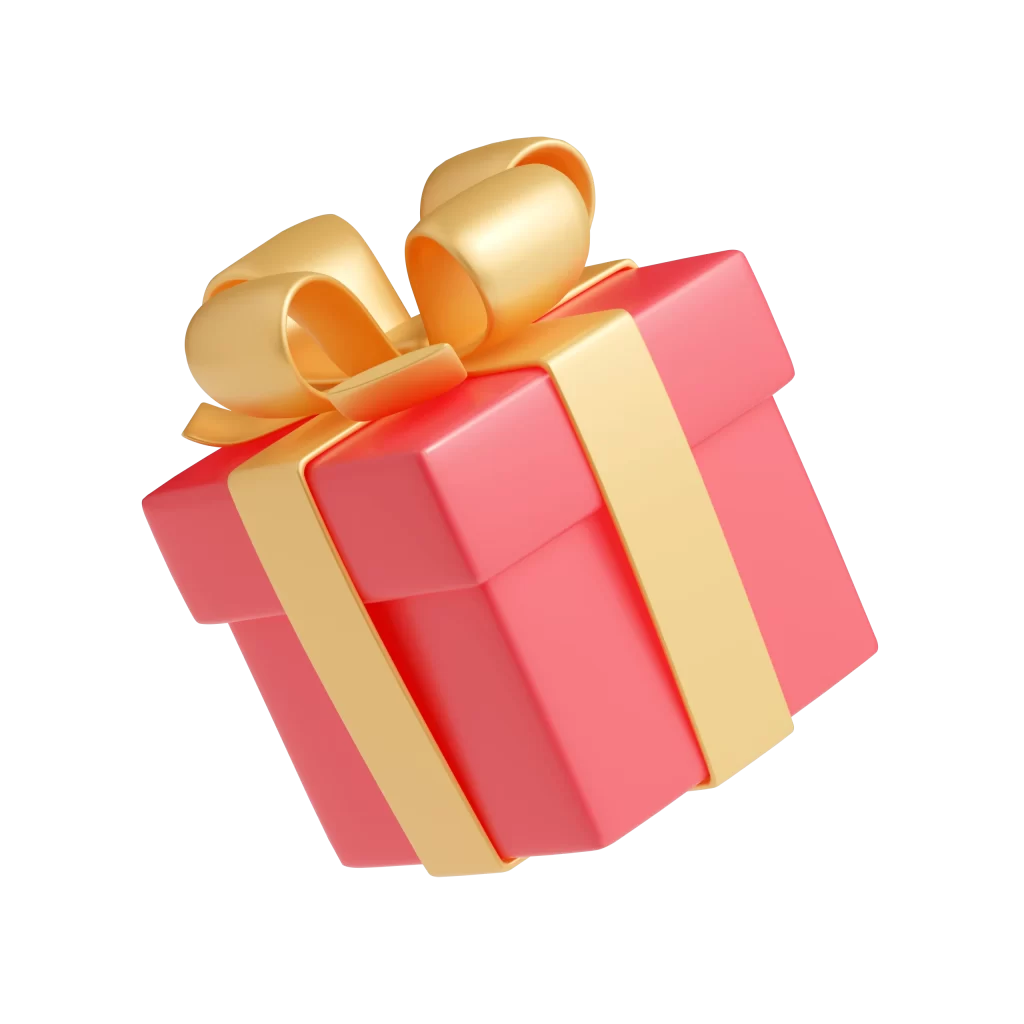 3D Pink Gift Box Gold Ribbon