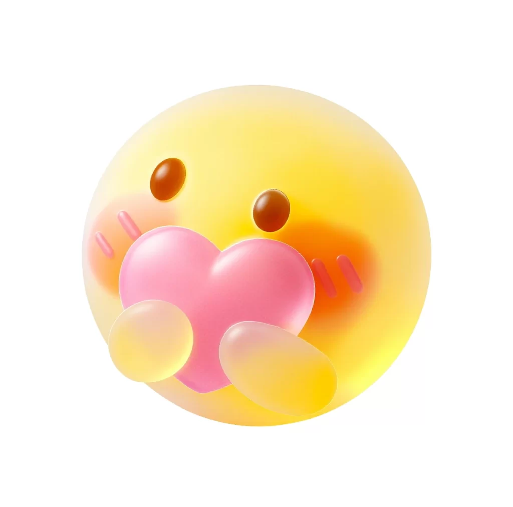 3D Smiley Emoji Holding Heart