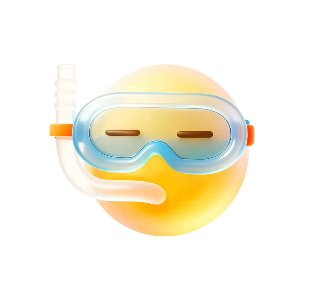 3D Smiley Emoji Snorkeling