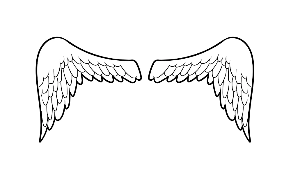 Angular Angel Wings Line Art Vector