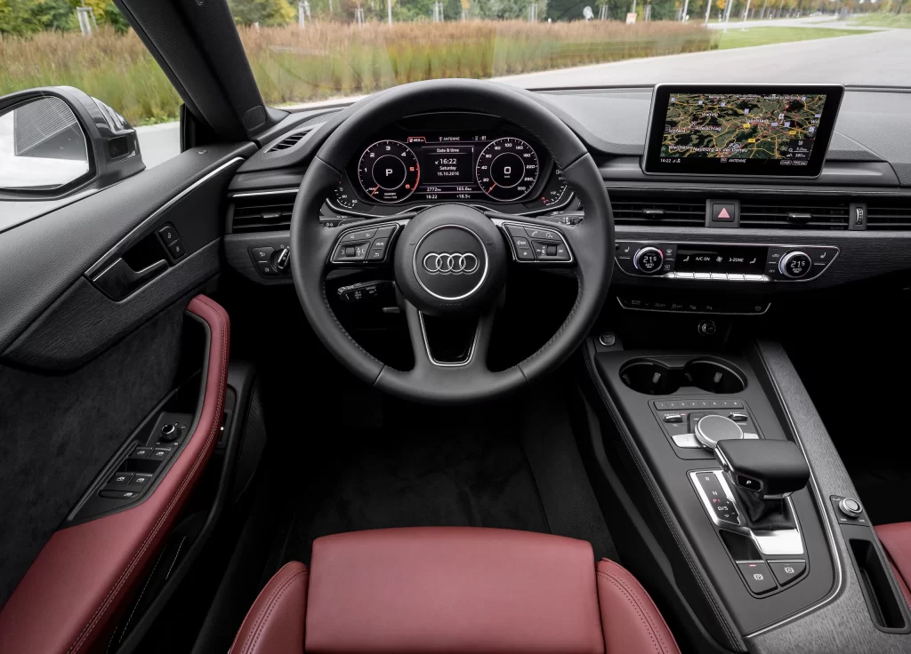 Audi Burgundy Leather Seat Interior View