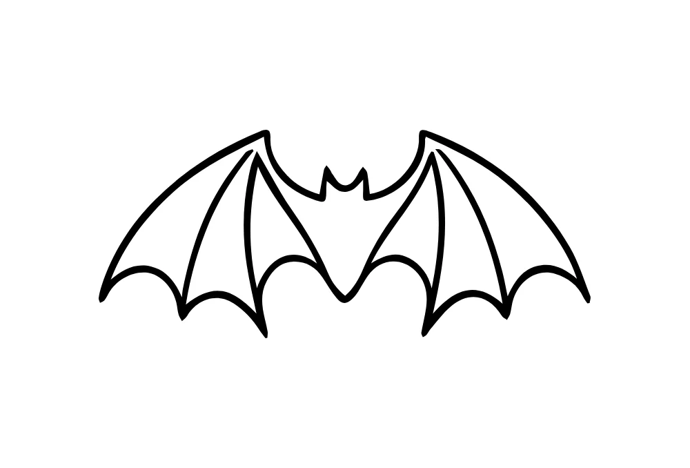 Segmented Bat Wings Line Art Vector