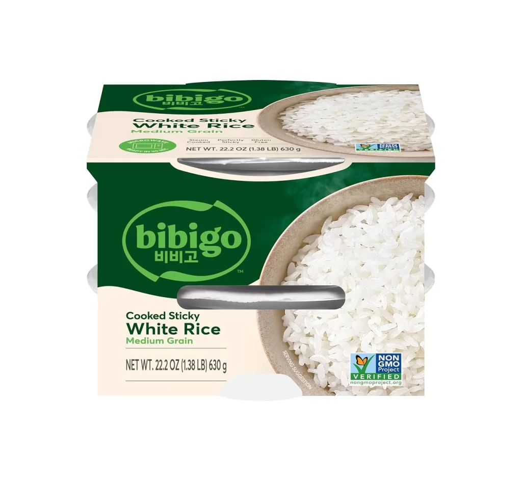 Bibigo Cooked Sticky White Rice Packaging