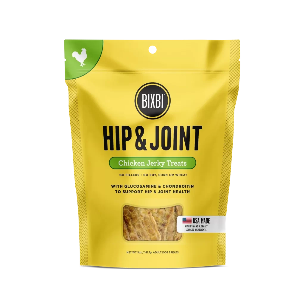 Bixbi Hip and Joint Chicken Jerky Dog Treats Packaging