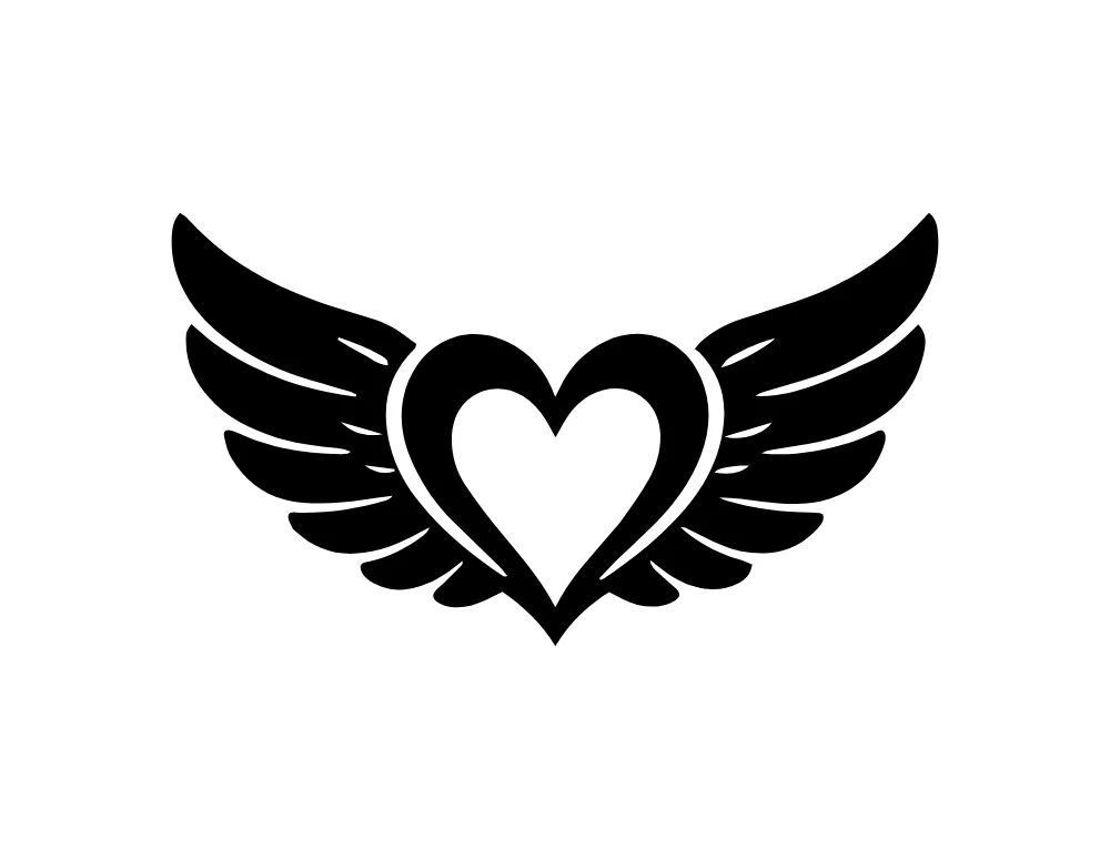 Black Winged Heart Vector