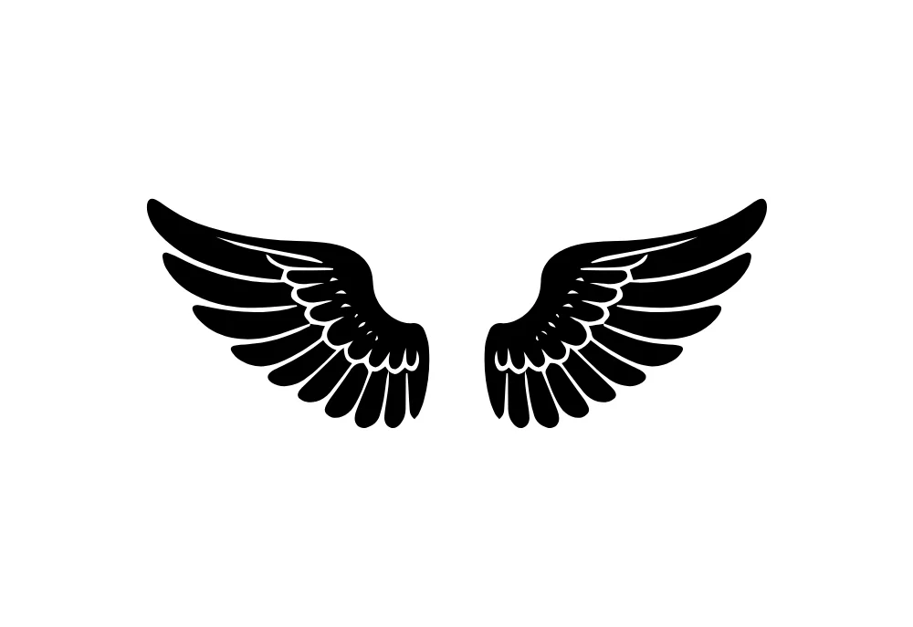 Solid Black Feathered Wings Vector