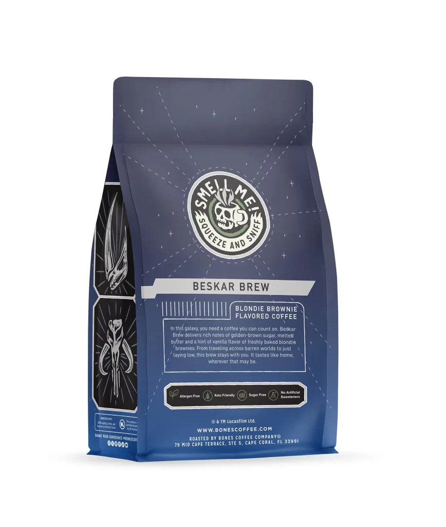 Bones Coffee Beskar Brew Blondie Brownie Coffee Bag Back Packaging