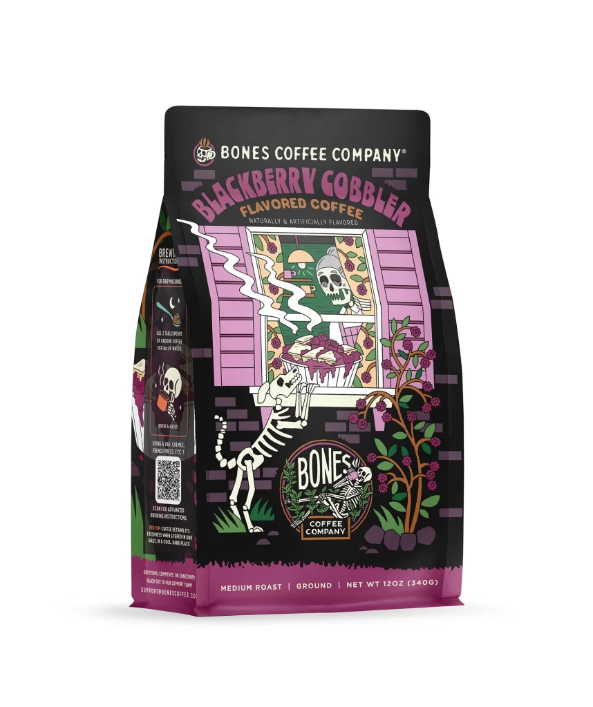 Bones Coffee Blackberry Cobbler Coffee Bag Front Packaging