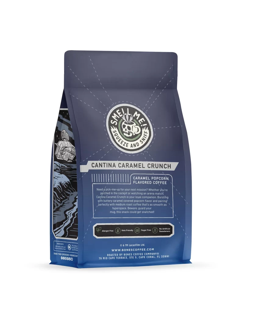 Bones Coffee Cantina Caramel Crunch Coffee Bag Back Packaging