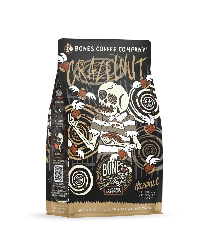 Bones Coffee Crazelnut Coffee Bag Front Packaging