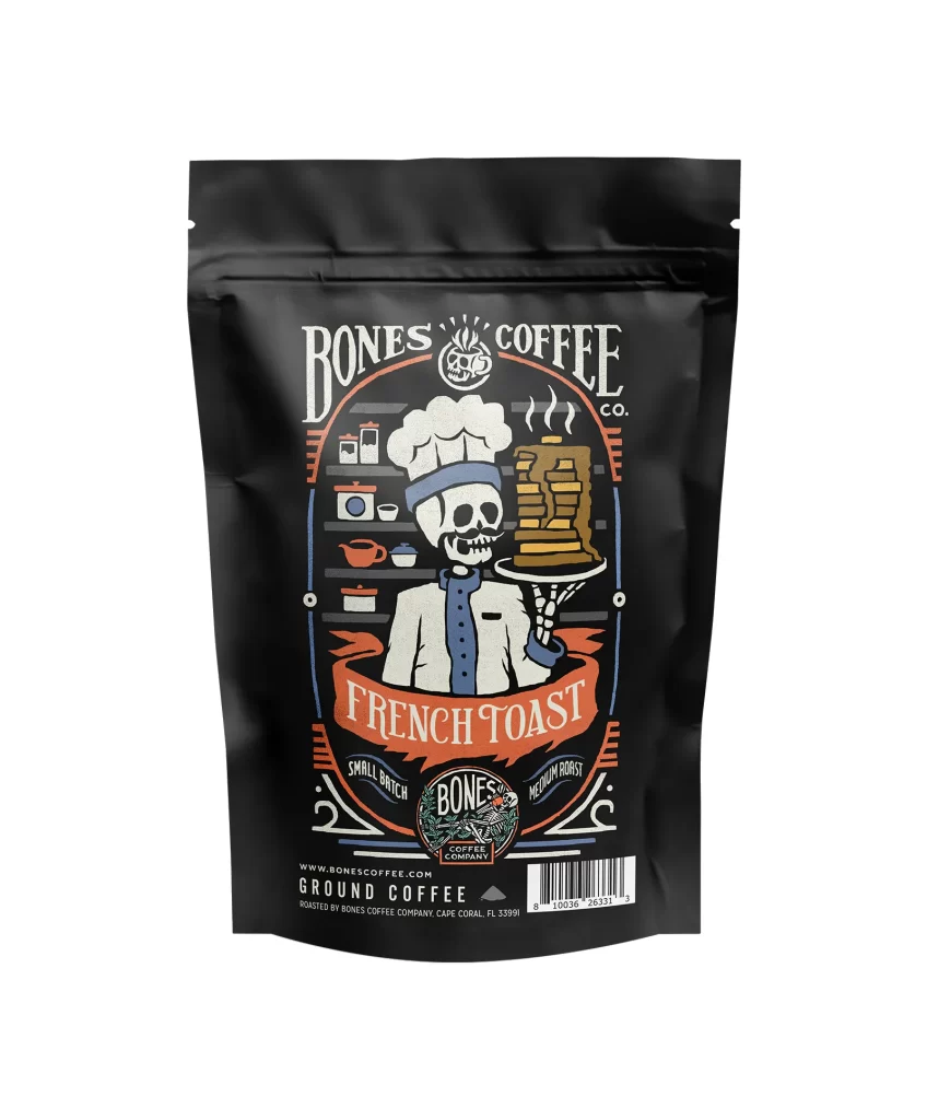 Bones Coffee French Toast Ground Coffee Packaging